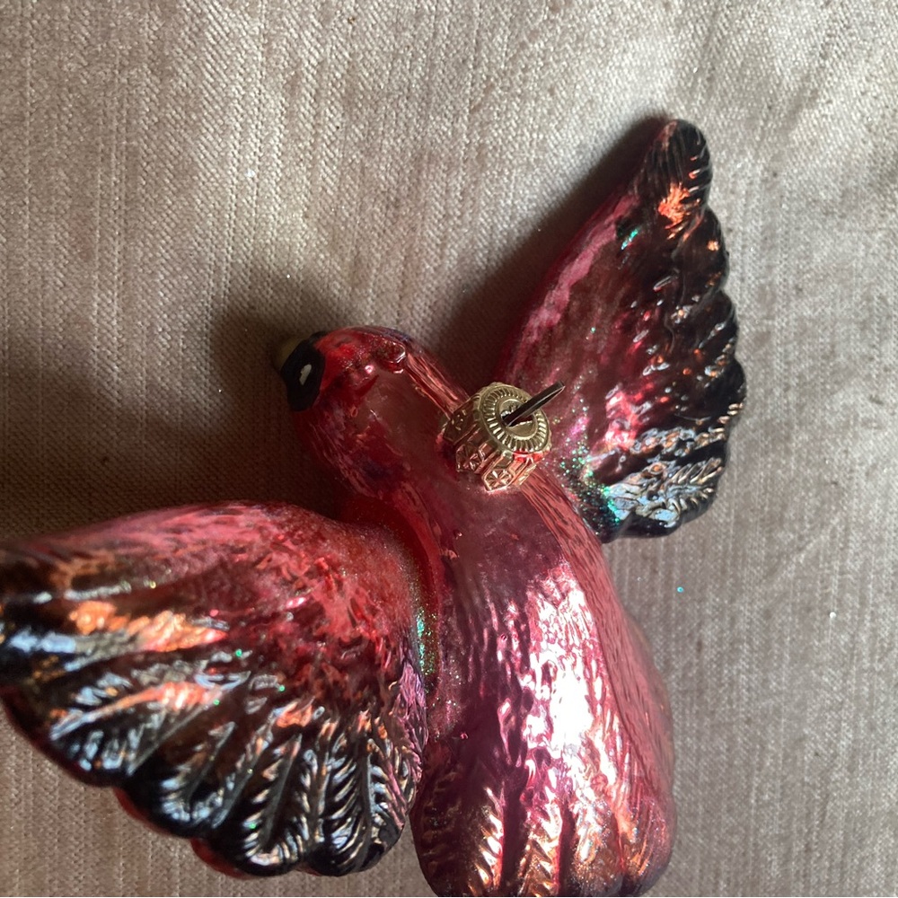 Vintage Whimsical Red Cardinal In Flight Ornament #Christmas #Cardinals #Garden